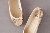 gold glitter flats are cool classics with a shiny touch – they will match many styles and many looks
