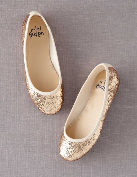 gold glitter flats are cool classics with a shiny touch - they will match many styles and many looks