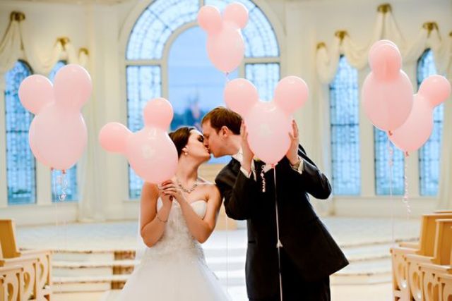 pink Mickey Mouse head balloons to decorate your ceremony and reception space