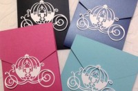 bright envelopes with paper carriages that lock them is a fun and whimsy idea