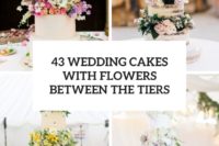 43 wedding cakes with flowers between the tiers cover