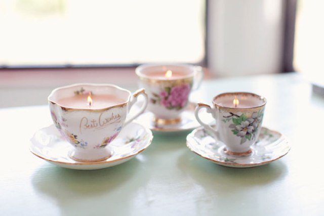 DIY Vintage Teacup Candles For A Bridal Shower