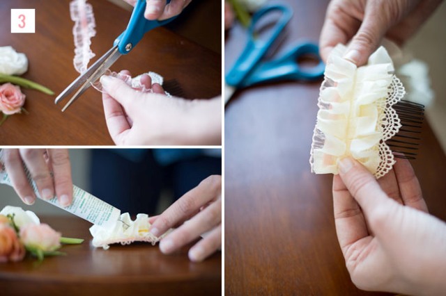 Picture Of Gentle DIY Flower Comb For Wedding Hairstyles 5