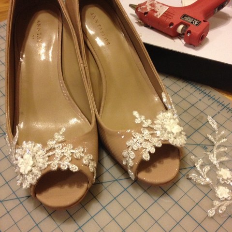 Picture Of Romantic DIY Wedding Shoes With Appliques 3