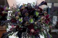 a dark Halloween wedding bouquet