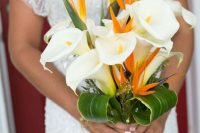 a cute small tropical wedding bouquet