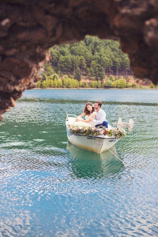 Romantic Wedding Elopement Inspiration On Lake Doxa, Greece