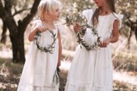 vintage boho sleeveless dresses with boho lace and various necklines plus greenery crowns