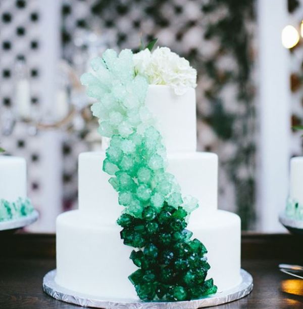 Picture Of glam and modern wedding cakes decorated with rocks and gems  10
