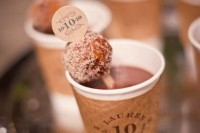 coffee with mini donuts as toppers is right what you need for a fall or winter wedding to warm your guests up