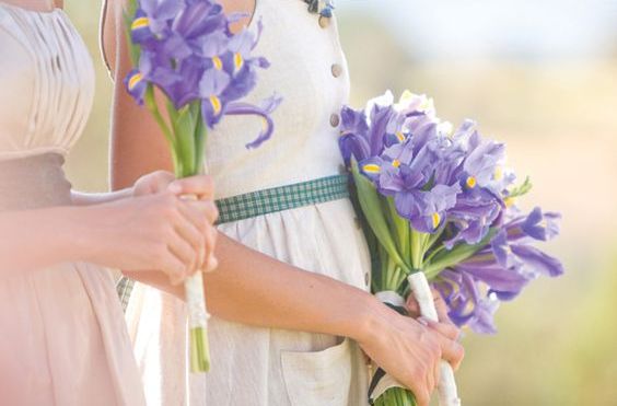 delicate blue iris wedding bouquets are always a good idea for a spring or summer wedding