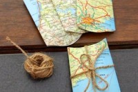 map packages for wedding favors are ideal for a travel-themed wedding – you can make them yourself easily