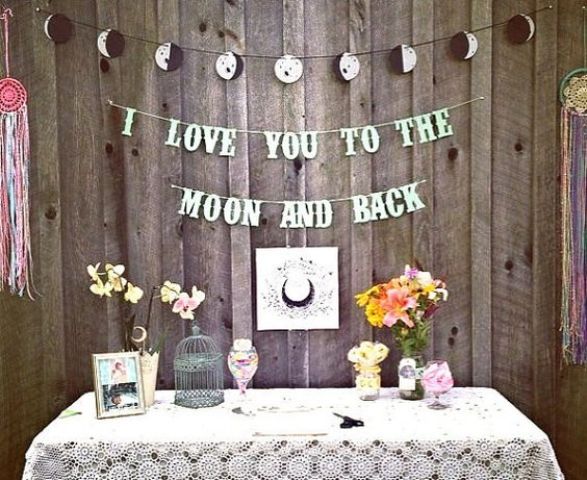 a half moon bunting and a letter one for accenting any space of your reception or ceremony space