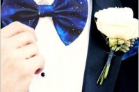 a dark night sky inspired bow tie to accent the groom’s look or a groomsman’s one
