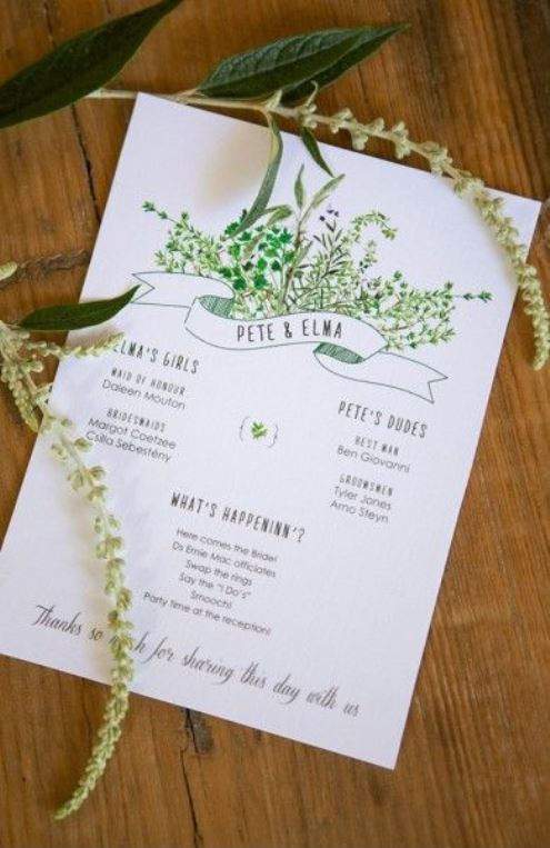 a neutral botanical wedding invitation suite with green printing and black letters is a fresh and modern idea