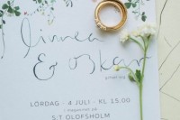 a botanical wedding invitation with botanical and floral prints and stylish modern calligraphy is a very cool and fresh idea