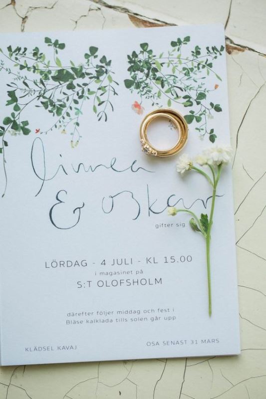 a botanical wedding invitation with botanical and floral prints and stylish modern calligraphy is a very cool and fresh idea