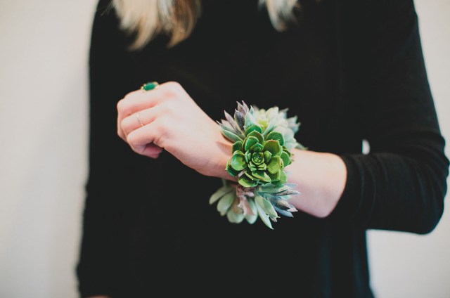 Picture Of Simple And Elegant DIY Succulent Wrist Cuff For Bridesmaids 5
