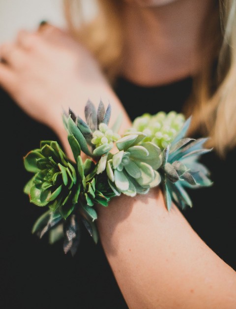 Picture Of Simple And Elegant DIY Succulent Wrist Cuff For Bridesmaids 6