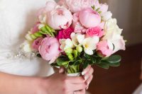 a lovely pink wedding bouquet