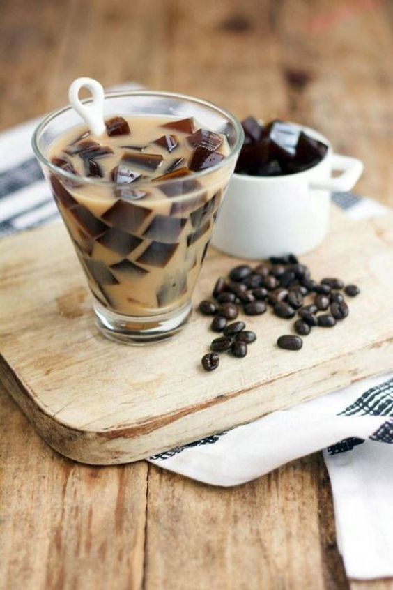 cold coffee - milk with coffee ice cubes - is ideal for hot summer weddings