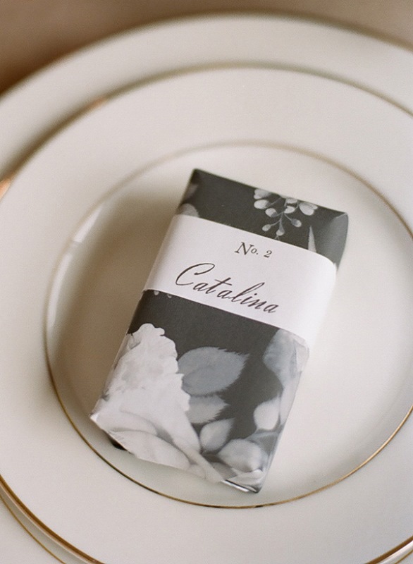 Elegant DIY Wrapped Soap Favors And Escort Cards