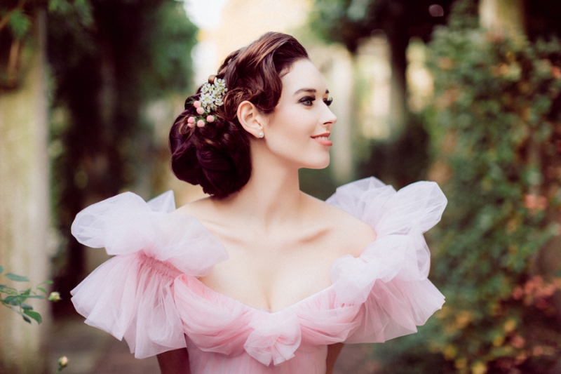 Timeless my fair lady inspired bridal shoot with fabulous pink gowns  2