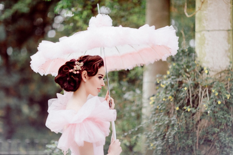 Timeless my fair lady inspired bridal shoot with fabulous pink gowns  9