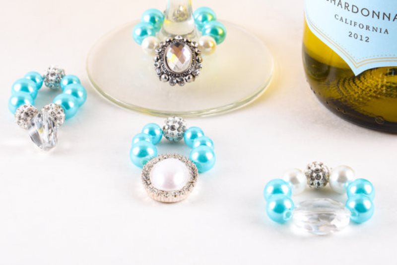 Tiffany blue, silver and rhinestone jewelry as gifts for the breakfast at Tiffany's bridal shower