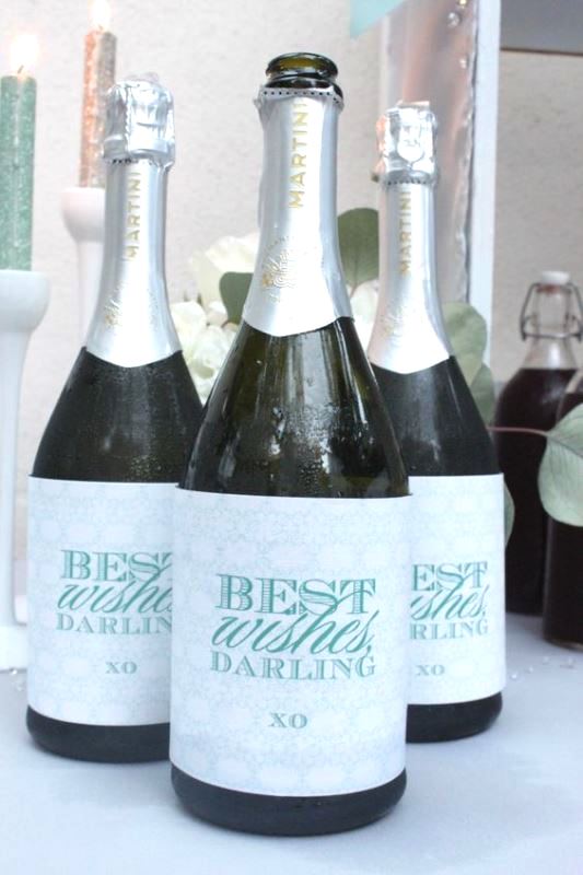 marked and personalized wine or sparkly wine bottles is a good idea for any bridal shower