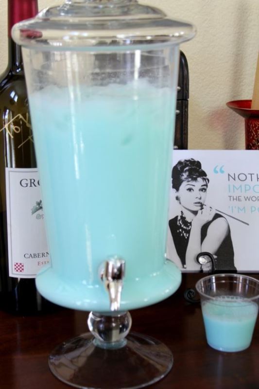 tiffany blue punch in a tank is a must for your themed drink station