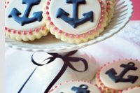 anchor glazed cookies are a nice dessert idea for a nautical bridal shower or wedding