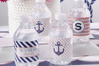 offer your gals water bottles with themed tags for a nautical bridal shower