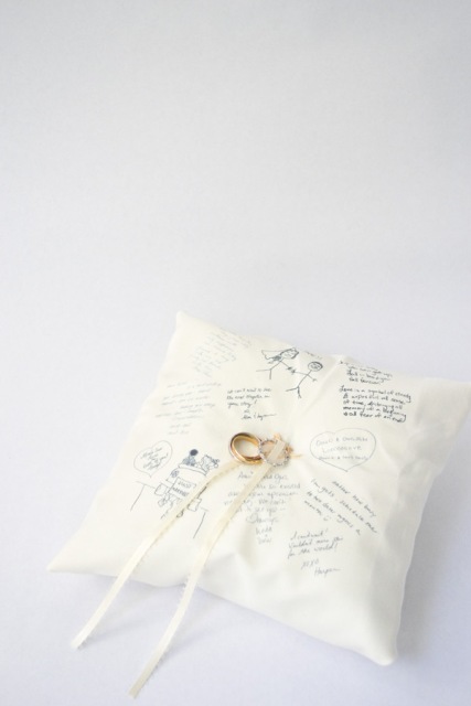 Picture Of Touching DIY Guestbook Ring Pillow 6