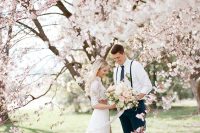 a blooming cherry orchard is a perfect spot to take wedding portraits and to have your wedding ceremony