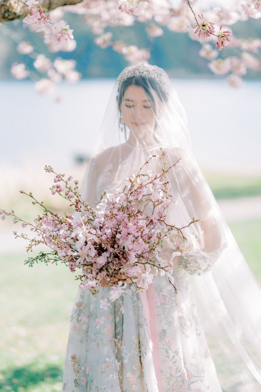 a fantastic and lush pink cherry blossom wedding bouquet is a gorgeous solution for a spring bride