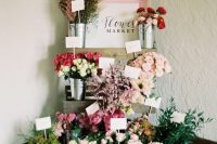 a flower market is a lovely idea for a French bridal shower idea, give your gals some beautiful blooms or make some arrangements together