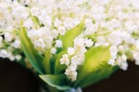 a gorgeous lily of the valley wedidng bouquet will smell and look amazing and very spring-like