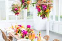 wedding tablescape with tropical leaves