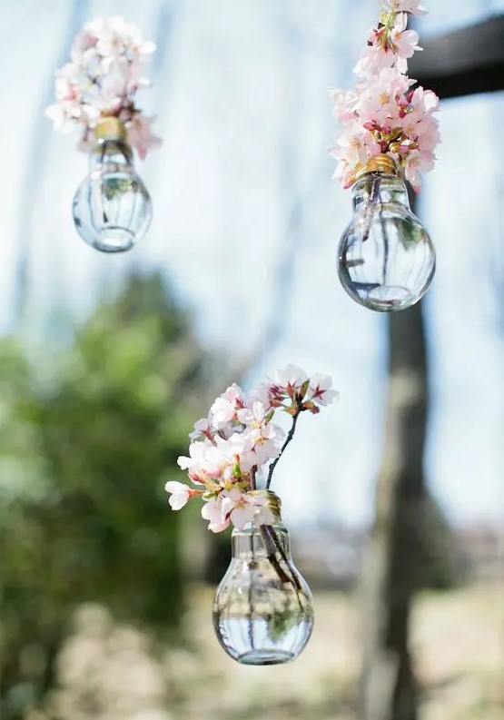 cherry blossom in hanging bulbs can decorate your ceremony spot or venue