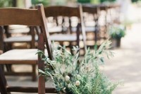 potted greenery to decorate the ceremony space and line up the aisle to make it fresh and decorated