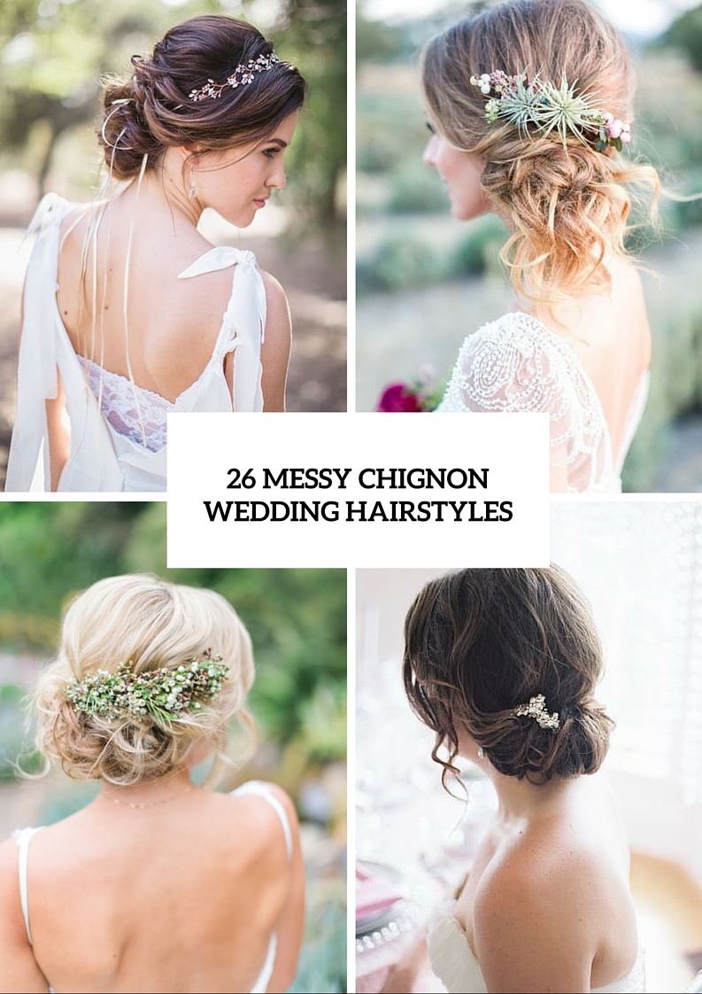 26 chic messy chignon wedding hairstyles