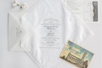 All-White Handkerchief Wedding Stationery