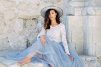 Bridal Separates With A Serenity Blue Skirt From Space46 Boutique