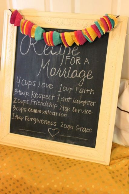 Chalkboard sign for cooking themed bridal showers
