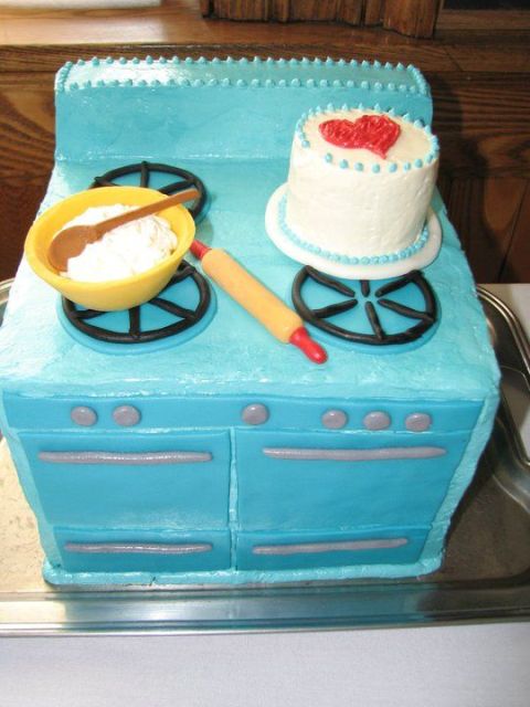 Cooking themed bridal shower cake