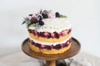 Fruit wedding cake with blackberries