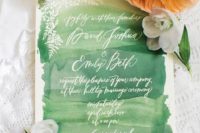 Green Watercolor Wedding Invitation