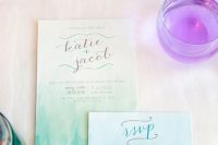 Sea Blue Watercolor Wedding Invitation