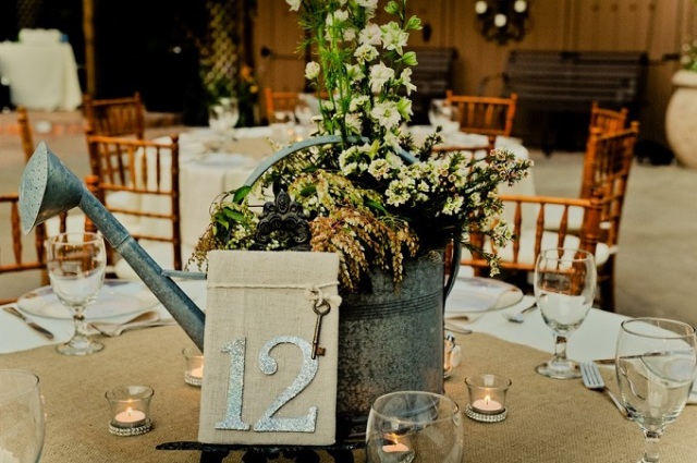 Table numbers with watering can